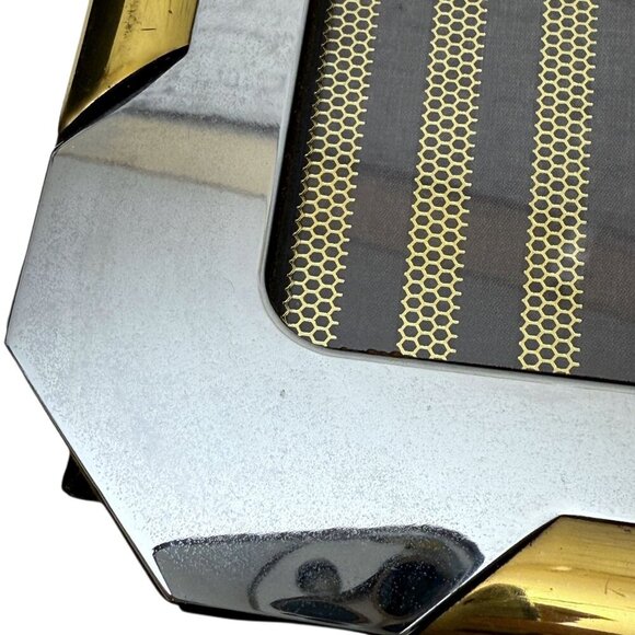 Vintage Picture Frame Metal Brass Deco MCM Modern Style 8.5" h 5x7 Made in Korea - Picture 8 of 9